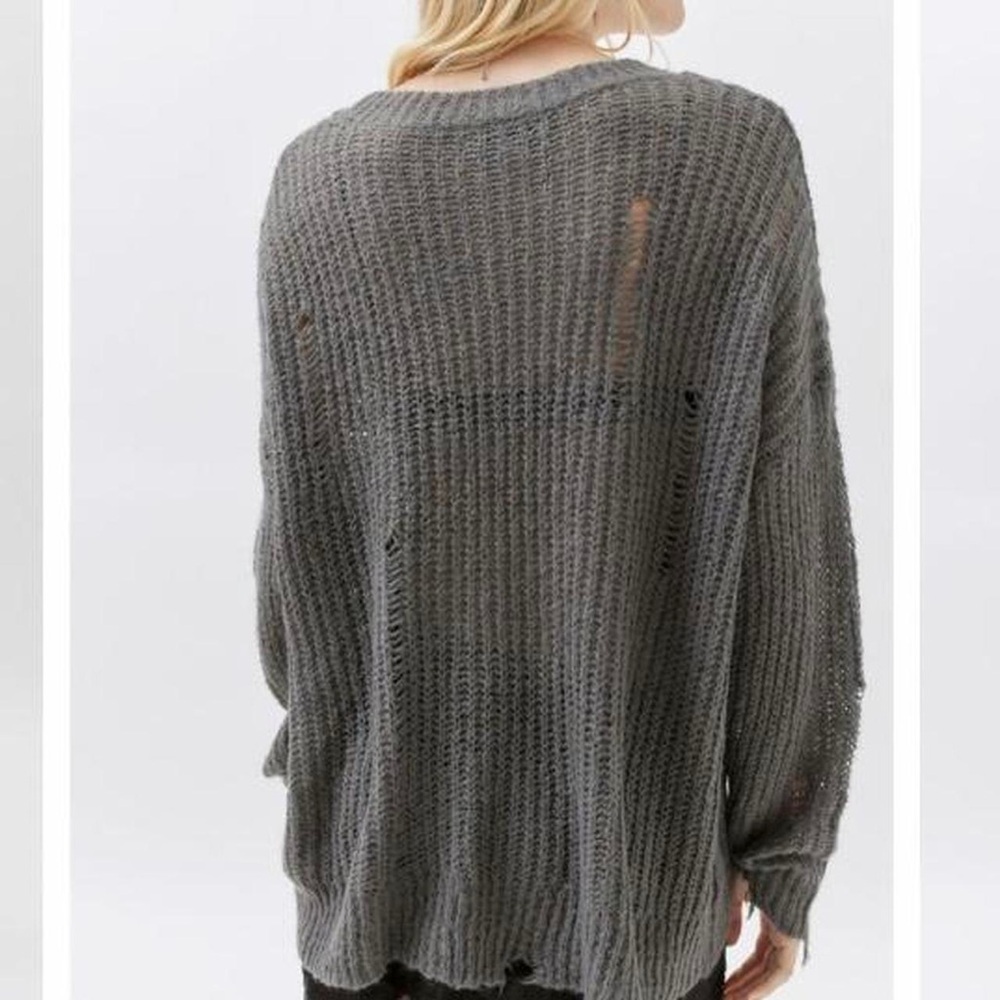 Urban Outfitters Oversized Alston Distressed Knit Pullover Sweater, size small. - Picture 2 of 11